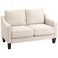 HOMCOM Loveseat Sofa, Modern Couch with Pocket Spring, Linen Upholstered, Thick Padded, Charcoal Grey