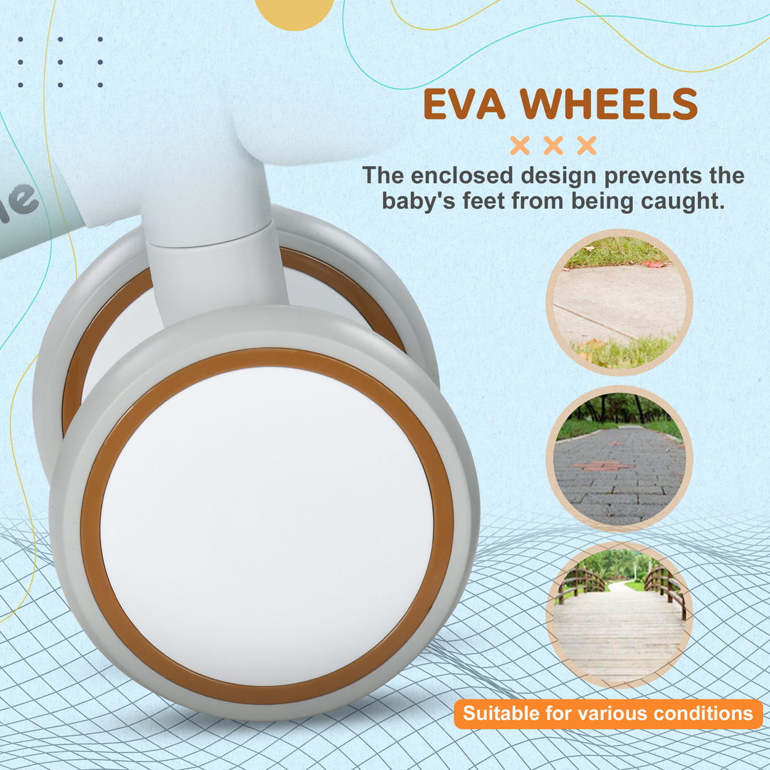 Qaba Toddler Balance Bike for 12–36 Months with Adjustable Seat, Removable Basket, 4 Silent Wheels, Green