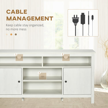 HOMCOM TV Stand for TVs up to 55", TV Unit with Storage Cupboard and Shelves, 55.1" x 15.7" x 27", White