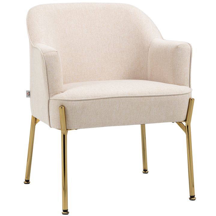 HOMCOM Fabric Armchair, Modern Accent Chair with Metal Legs for Living Room, Bedroom, Home Office, Cream White