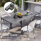 Outsunny 35"-71"  Extendable Aluminium Outdoor Dining Table, Slatted Top Patio Table for 4-6 Person, for Garden, Backyard, Grey