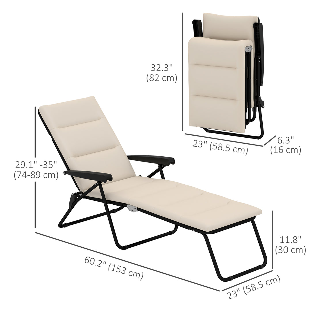 Outsunny Foldable Lounge Chair, Reclining Patio Sun Lounger with 6-Position Adjustable Back, Grey