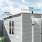 Outsunny 8' x 4' Resin Outdoor Storage Shed with Floor, Window, Lockable Doors and Vents for Backyard Patio Lawn, Light Grey