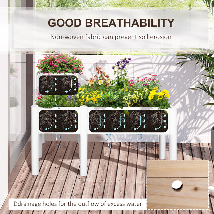 Outsunny 46'' x 34'' x 33'' Elevated Planter Box with Legs, DIY Wooden Raised Garden Bed with Non-woven Liner, Freestanding Plant Stand for Vegetables, Herb and Flowers