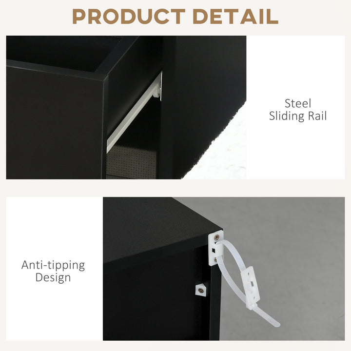 HOMCOM LED Nightstand, Bedside Table with LED Lights, Drawer, 2 Shelves, Remote, Side Table for Living Room, Bedroom