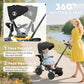 Qaba 6 in 1 Toddler Tricycle for 1-5 Years Old with Push Handle, Removable Canopy, Rotatable Seat, Pink