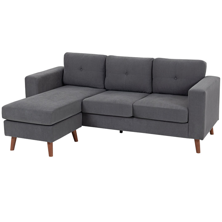 HOMCOM Sectional Sofa with Changeable Chaise Lounge, 3 Seat L-Shaped Sofa, Upholstered Couch for Small Space, Dark Green