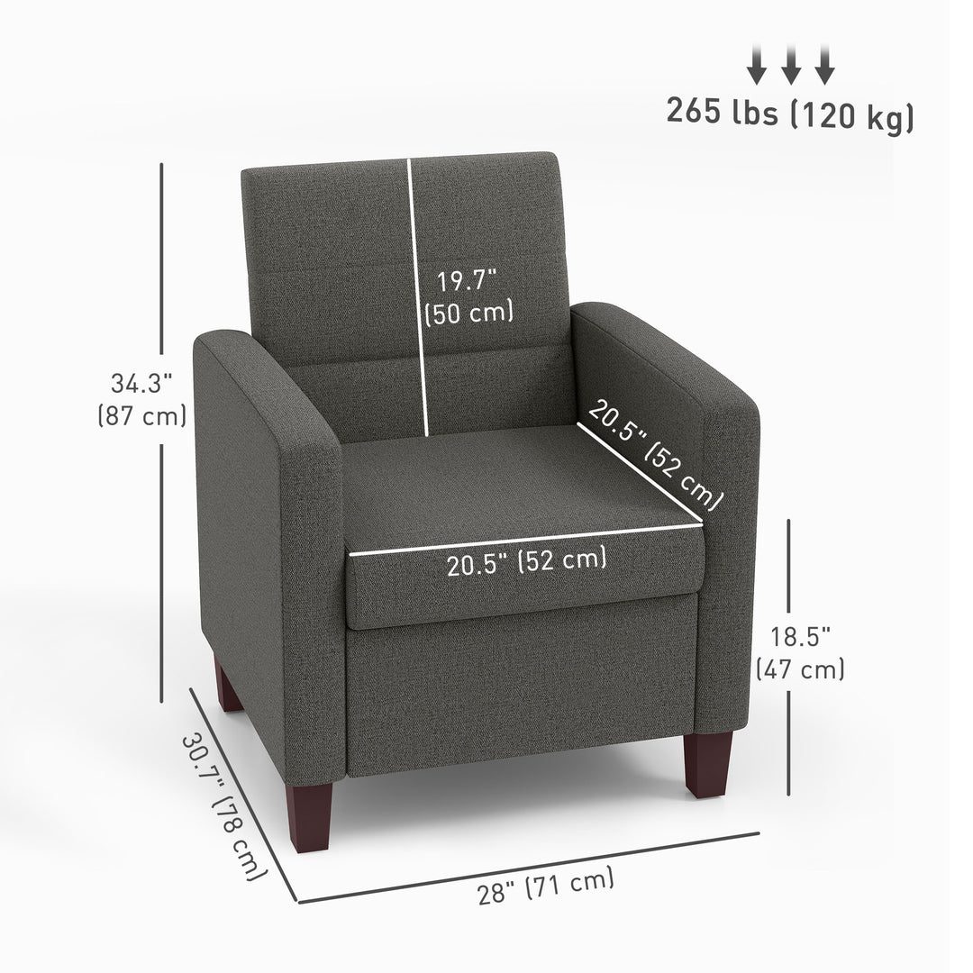 HOMCOM Fabric Accent Chair, Modern Armchair with Seat Cushion and Non-Slip Pads for Living Room, Bedroom, Light Brown
