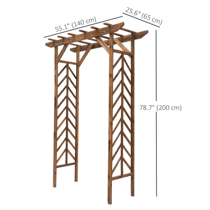 Outsunny 79" Plant Trellis, Arched Garden Arbour with Pergola Style Roof, Fir Wood Frame for Climbing Vines