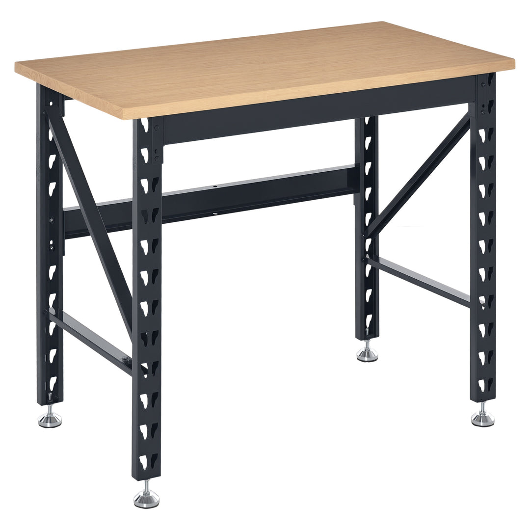 HOMCOM 45" Workbench, Solid Wood Tabletop Workstation, Work Table with Four Adjustable Foot Pads, Weight Capacity 1100 Lbs