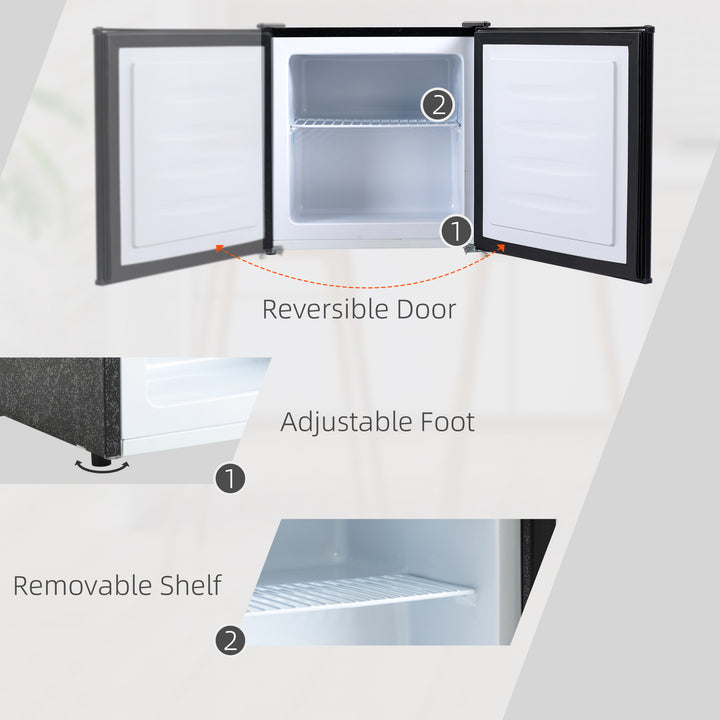 HOMCOM 1.1 Cu. Ft. Mini Freezer, Compact Upright Freezer with Reversible Door, Removable Shelf, Adjustable Temperature, White