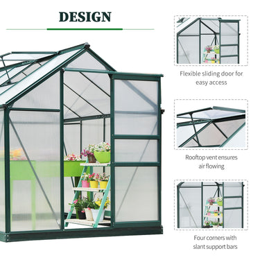Outsunny 6' x 8' Greenhouse Clear & Twin Wall Panels Green Frame Press to Select