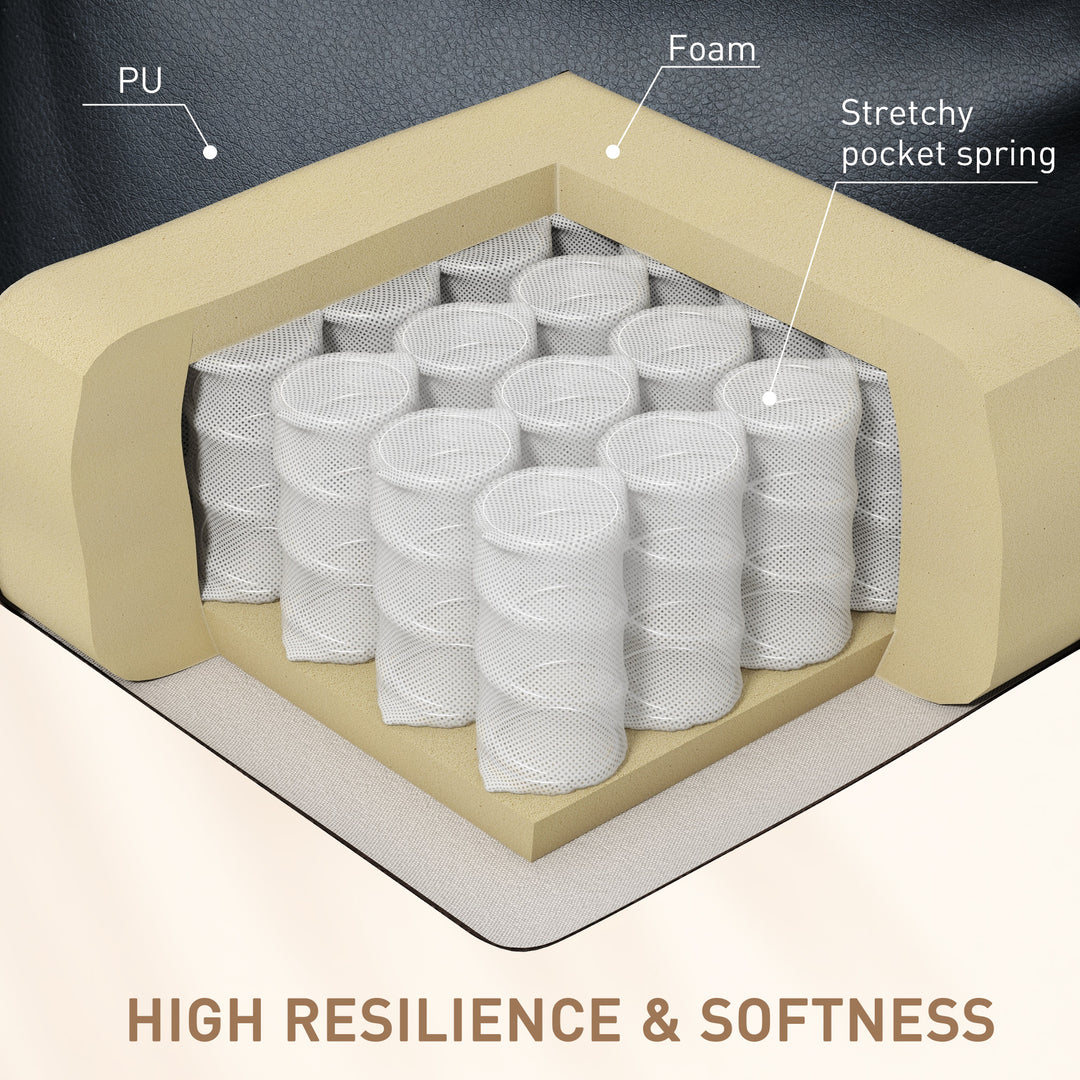 HOMCOM Swivel Massage Recliner Chair Rocker, Overstuffed Manual Reclining Sofa, PU Leather Rocking Chair with Side Pockets, Cup Holders, for Living Room, Nursery, Brown