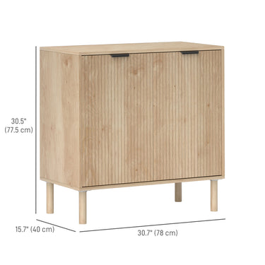 HOMCOM Accent Cabinet with Doors & Adjustable Shelf, Freestanding Storage Cabinet with Wood Legs for Living Room, Oak
