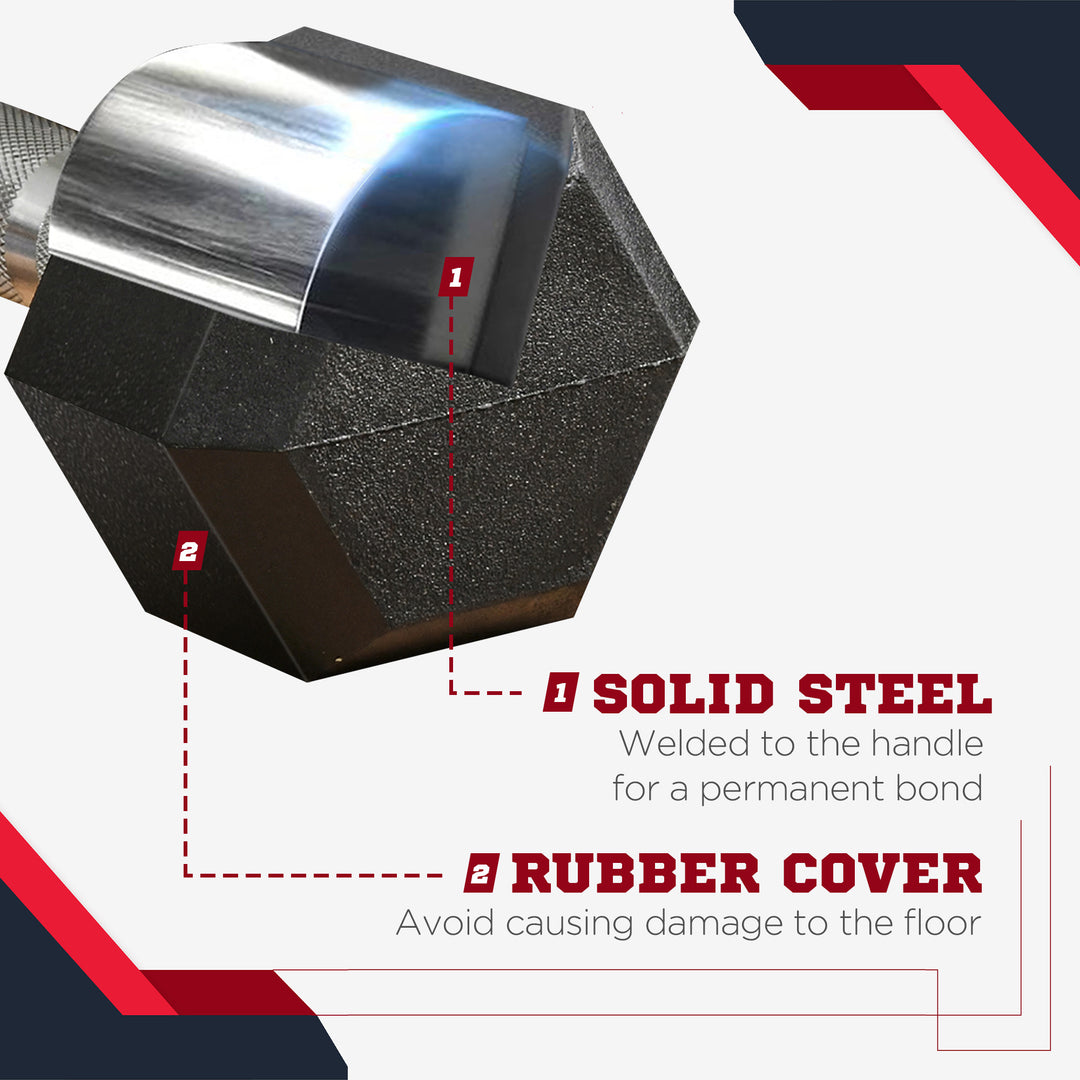 Soozier 45lbs Rubber Hex Dumbbells Weight Dumbbell Hand Weight Barbell for Body Fitness Training for Home Office Gym, Black