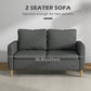 HOMCOM 56" 2 Seat Sofa, Modern Love Seats Furniture, Upholstered 2 Seater Couch with Side Pockets, Solid Steel Frame, White