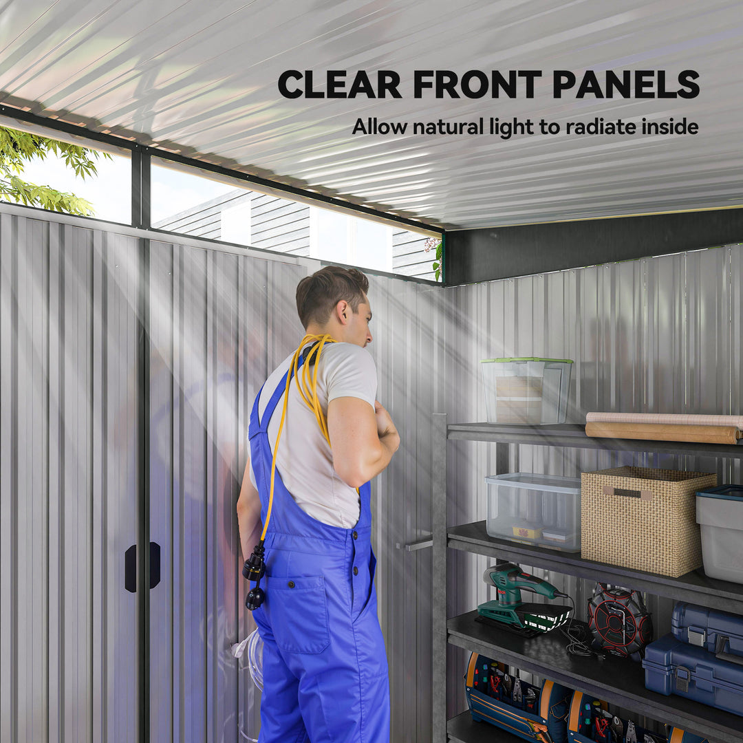 Outsunny 6' x 8.5' Outdoor Metal Garden Shed Utility Tool Storage Steel Backyard House, Dark Green