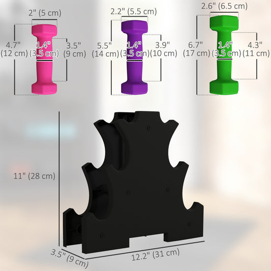 Soozier 2 x 2 lbs., 2 x 3 lbs., 2 x 5 lbs. Dumbbells Set with Dumbbell Rack, Hand Weights for Home Gym Training