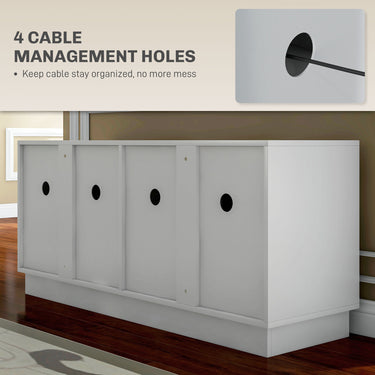 HOMCOM Modern TV Stand for up to 55" TV, TV Cabinet with 4 Soft Hinged Doors, 4 Cable Holes and 2 Adjustable Shelves, White