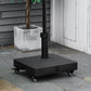 Outsunny Square Parasol Base Portable Umbrella Stand Weights for Cantilever Banana Parasol with Wheels, Water or Sand Filled, for Î¦0.75'', Î¦1.5'' Poles, Black