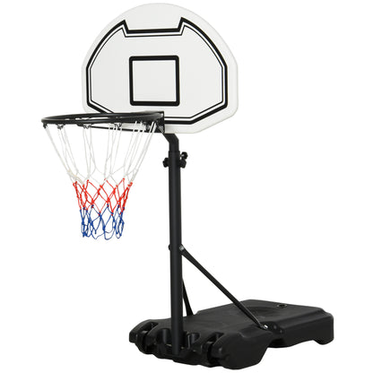 HOMCOM 51"-64" Height Adjustable Basketball System Poolside Hoop Stand Portable with Wheels