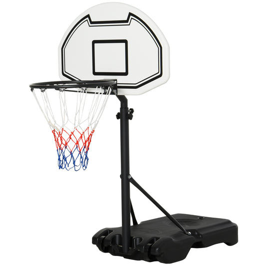 HOMCOM 51"-64" Height Adjustable Basketball System Poolside Hoop Stand Portable with Wheels