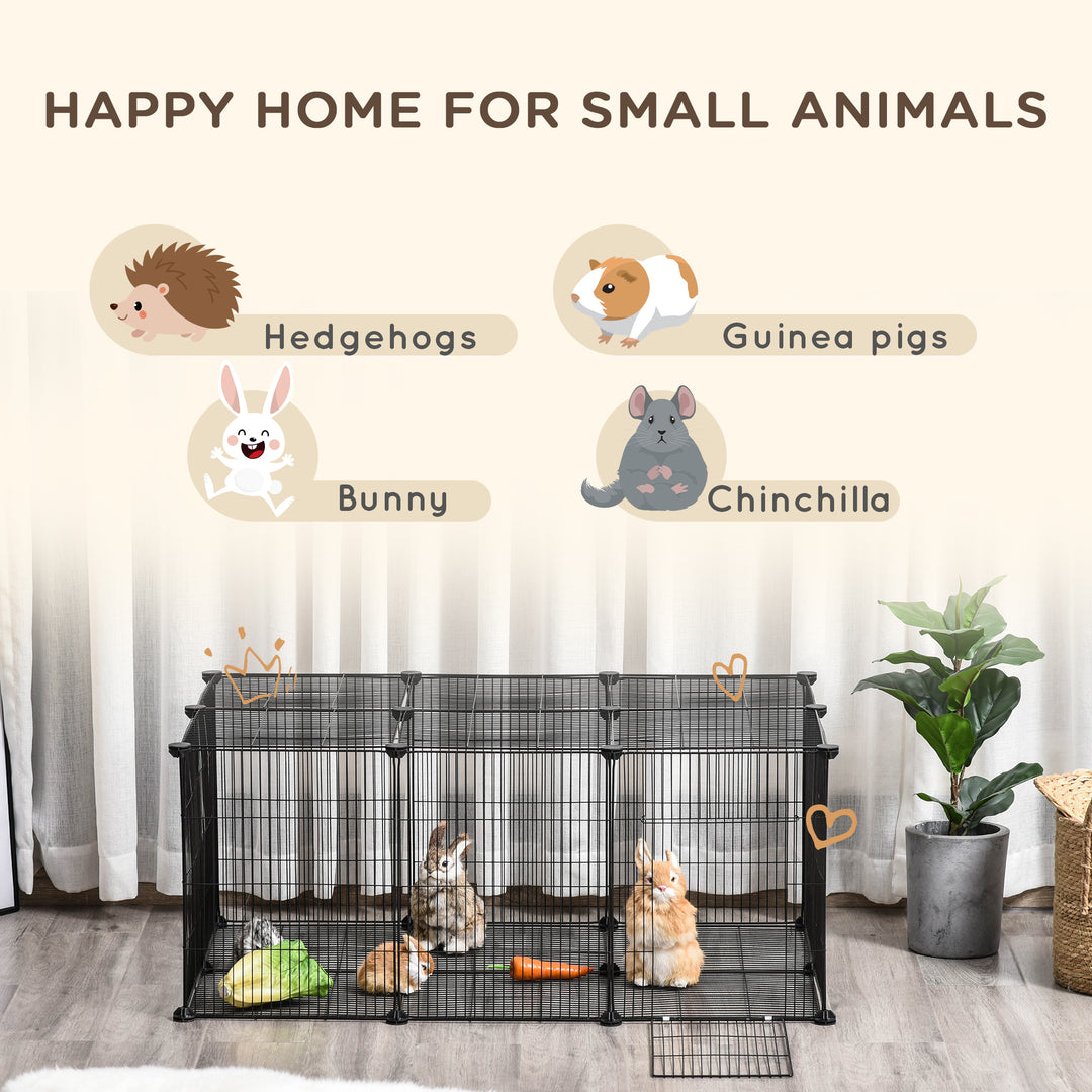 PawHut Small Animal Cage for Bunny, Guinea Pig, Chinchilla, Hedgehog, Portable Pet Enclosure with Door, 22 Panels