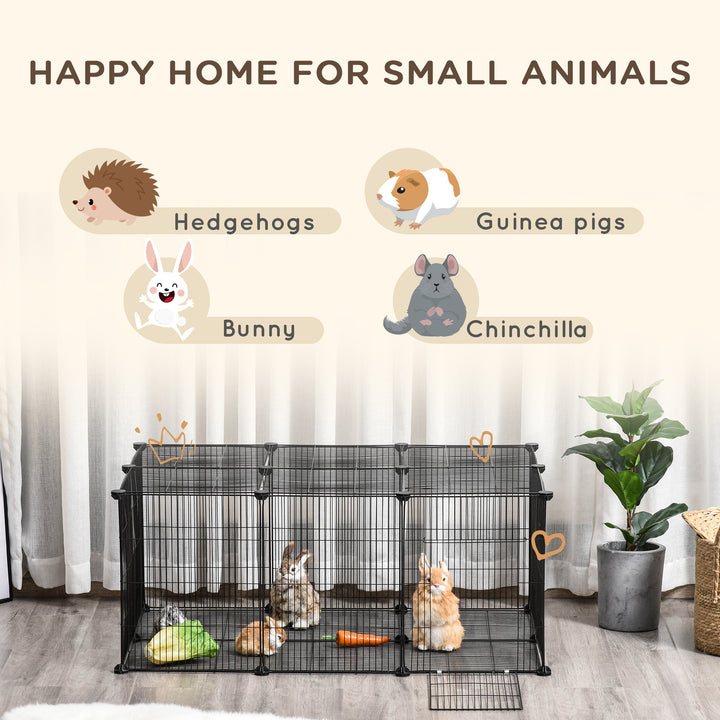 PawHut Small Animal Cage for Bunny, Guinea Pig, Chinchilla, Hedgehog, Portable Pet Enclosure with Door, 22 Panels