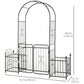 Outsunny 7.2FT Metal Garden Arbor Arch with Double Doors, 2 Side Planter Baskets, Climbing Vine Frame, Black