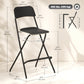 HOMCOM Folding Bar Stools Set of 2, Counter Height Foldable Stool with Wooden Effect Seat and Steel Frame for Kitchen, White