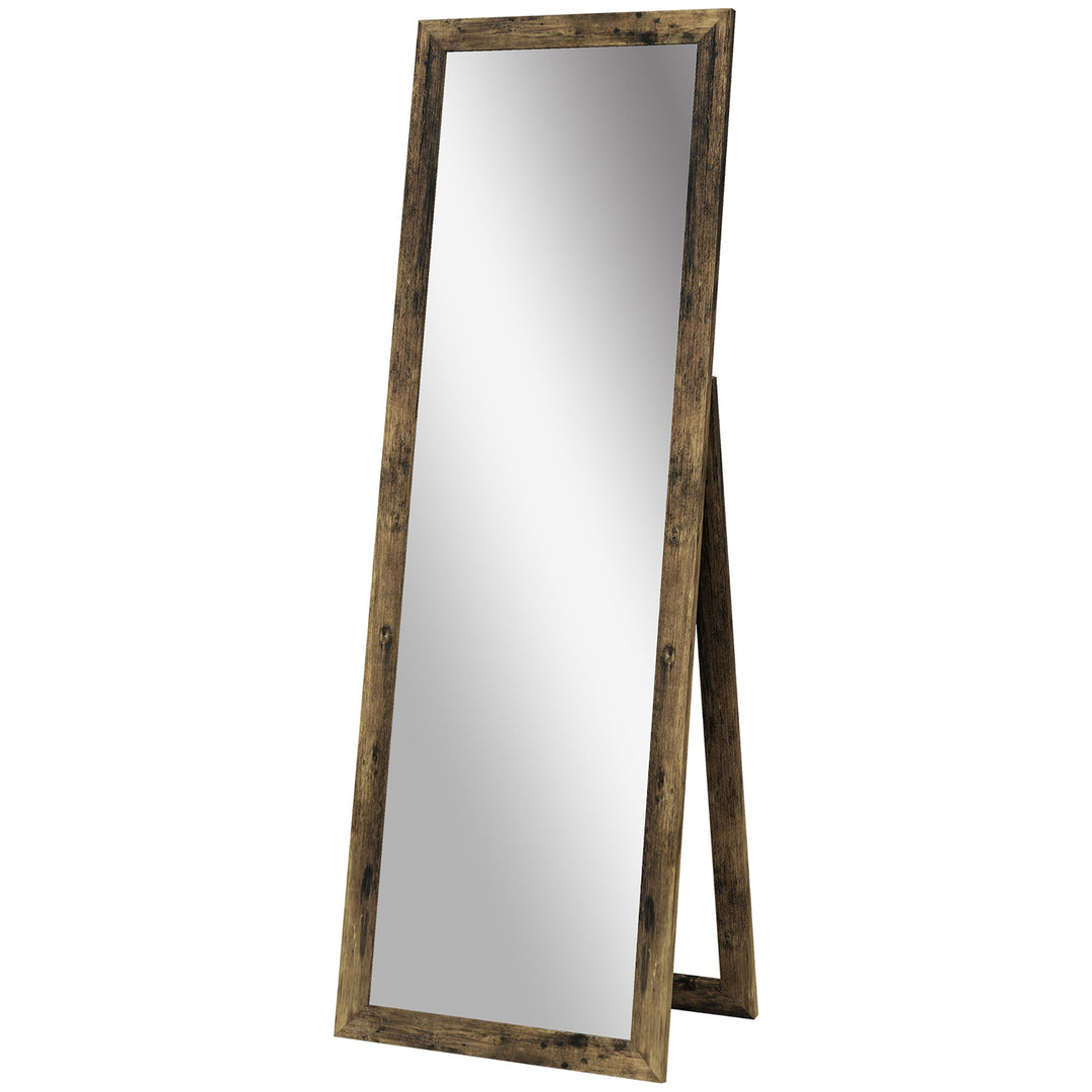 HOMCOM 58" x 20" Floor Standing Mirror, Full Body Mirror for Bedroom, Living Room, Rustic Brown