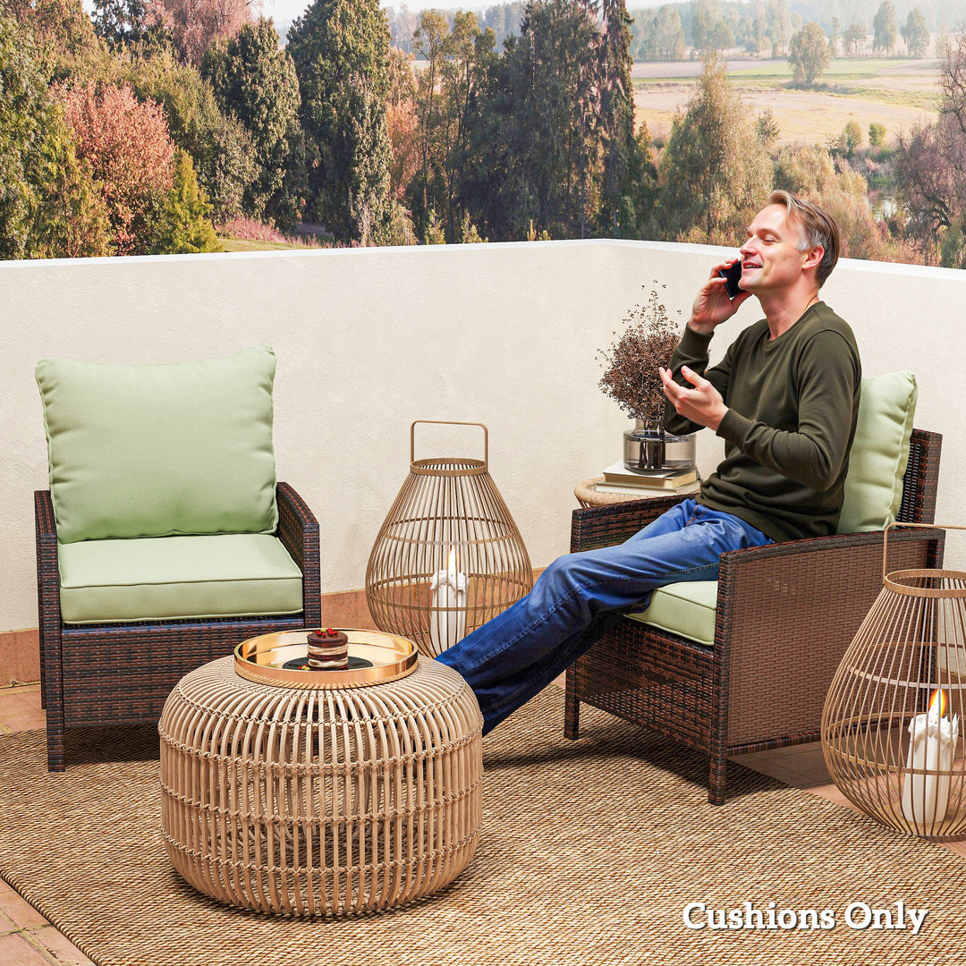 Outsunny 4-Piece Seat Cushion Pillows Replacement, Patio Chair Cushions Set with Back for Indoor Outdoor, Turquoise