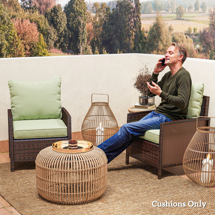 Outsunny 4-Piece Seat Cushion Pillows Replacement, Patio Chair Cushions Set with Back for Indoor Outdoor, Turquoise