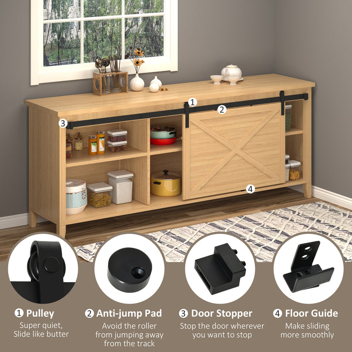 HOMCOM 6FT Mini Barn Door Hardware Kit, Sliding Barn Door Cabinet Hardware Kit for 19.7" Wide Door, Black