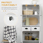 HOMCOM 61" Kitchen Pantry Cabinet, Freestanding Farmhouse Buffet Storage Cabinet with Soft Close Glass Doors and Adjustable Shelves, White