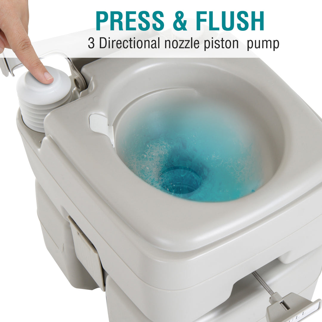 kleankin Outdoor Portable Travel Toilet Detachable Flushable Tank Easy to Use 3 Way Pistol for Camping Hiking Boating Roadtripping 5.3 Gallon (20L)