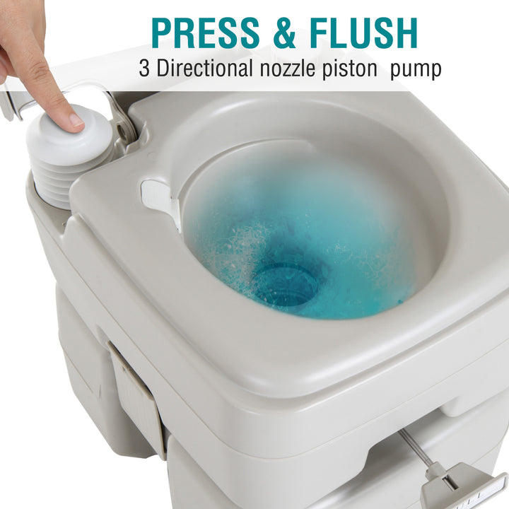 kleankin Outdoor Portable Travel Toilet Detachable Flushable Tank Easy to Use 3 Way Pistol for Camping Hiking Boating Roadtripping 5.3 Gallon (20L)