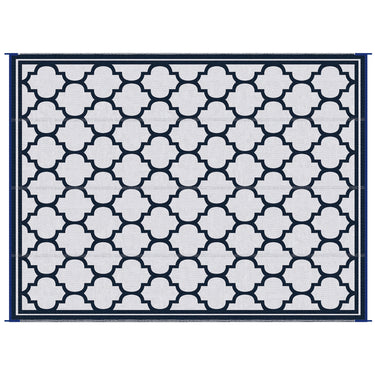 Outsunny 9'x12' Reversible Outdoor RV Rug, Patio Floor Mat, Plastic Straw Rug for Backyard, Deck, Beach, Camping, Dark Blue