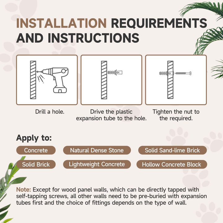 PawHut 4Pcs Cat Wall Shelf with Scratching Post, Cat Wall Shelves for Relaxing, Climbing, Cat Wall With Soft Ladder, Hammock, Play Balls, Grey