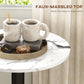 HOMCOM High Top Bar Table, Modern Round Dining Table with Faux-marbled Top and Gold Base, Bistro Table for 2 People, Black