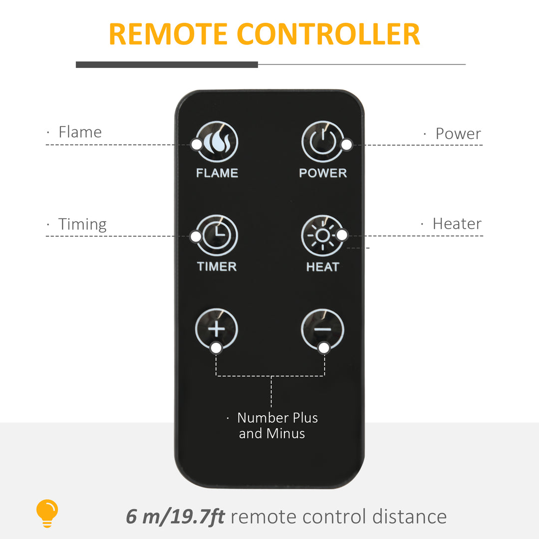 HOMCOM Electric Fireplace with Mantel, Freestanding Heater Corner Firebox with Remote Control, 700W/1400W, White