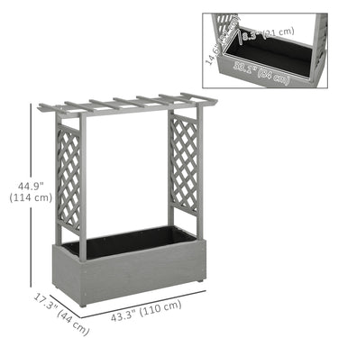 Outsunny Wooden Raised Garden Bed with Trellis, Outdoor Planter Box with Hanging Roof, Drainage Holes and Bed Liner
