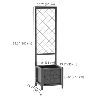 Outsunny Galvanized Raised Garden Bed with Trellis, Metal Planter Box with Drainage Holes for Climbing Plants, Vegetable, Vines