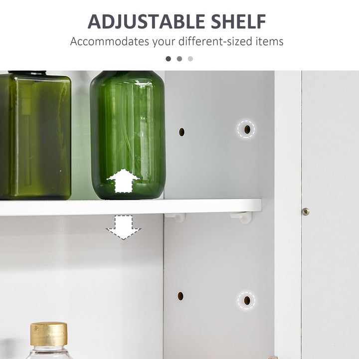 kleankin Bathroom Cabinet Wall Mount with Mirror Door 3 Shelf Organizer for Bathroom, Kitchen, Bedroom, Grey