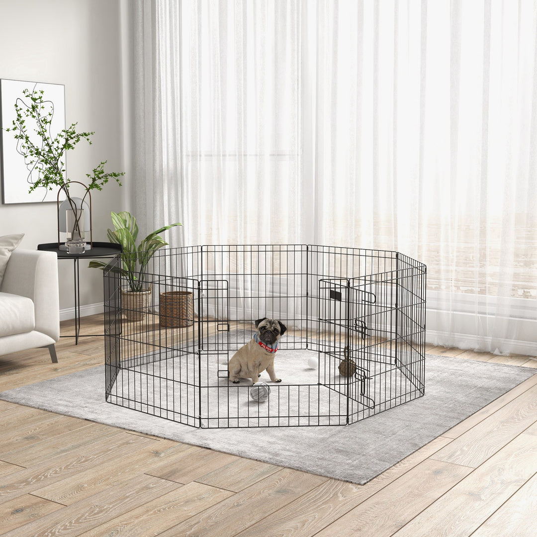 PawHut 24inch Foldable Metal Exercise Pet Playpen Yard Dog Puppy Kennel Cage 8 Panel