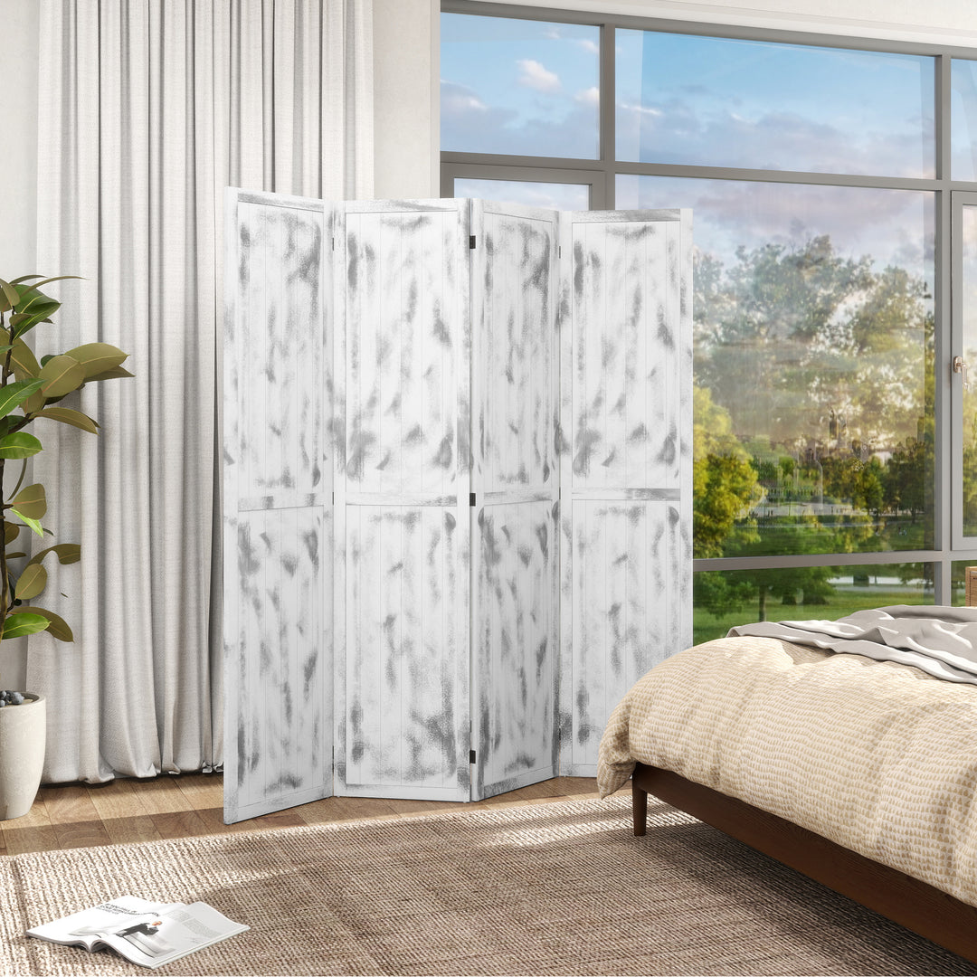 HOMCOM Screen Divider Room Divider Screen with Foldable Design for Indoor Bedroom Office 5.5' Rustic White