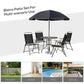 Outsunny 6 Pieces Outdoor Dining Set for 4 with Umbrella Patio Outdoor Furniture Set with Round Table 4 Folding Chairs Black