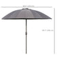 Outsunny 8ft Shanghai Garden Parasol Umbrella with Crank & Tilt, Adjustable Outdoor Sun Shade, Dark Grey