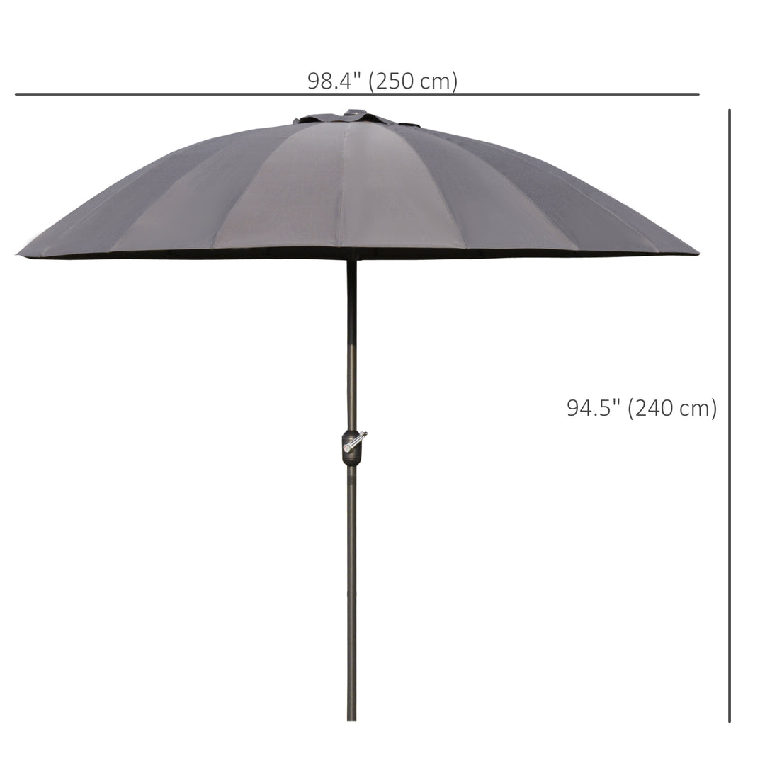Outsunny 8ft Shanghai Garden Parasol Umbrella with Crank & Tilt, Adjustable Outdoor Sun Shade, Dark Grey