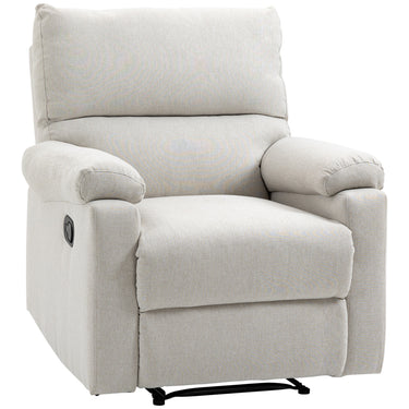 HOMCOM Recliner Chair, Manual Reclining Chair with Footrest, Padded Seat for Living Room, Bedroom, Study, Cream White